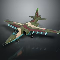 Military Fighter Jet With Camouflage Paint And Weapon Mounts Under Aerodynamic Wings